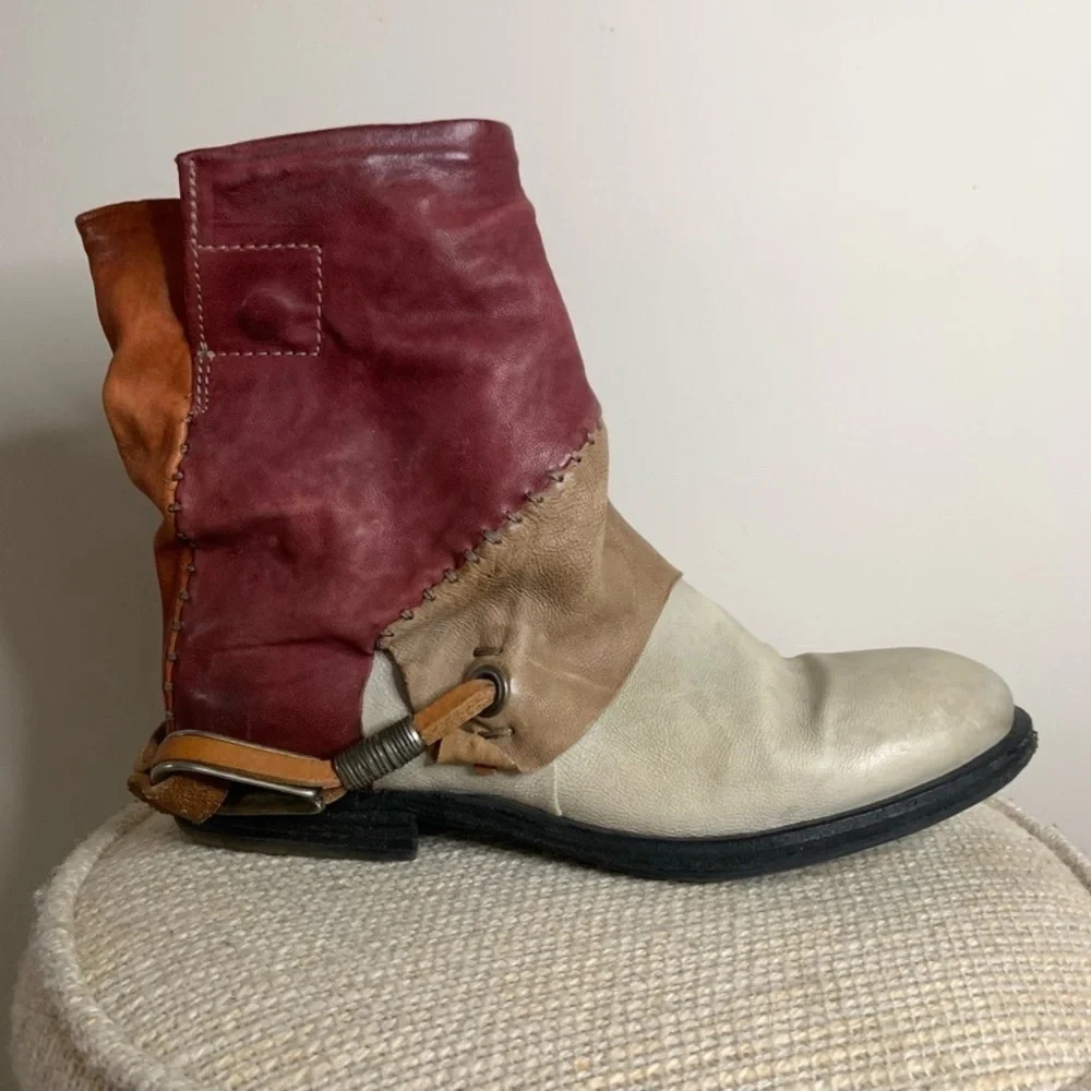 A.S.98 Airstep Flat Patchwork Leather Boots Festival 39